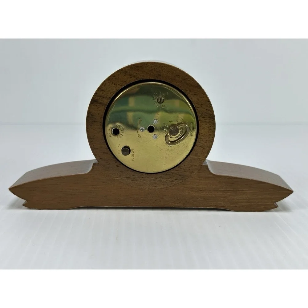 VTG Florn Germany Wood Brass Alarm Clock‎ Luminous Hands Works Intermittently